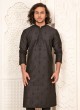 Black Embroidered Kurta Pajama For Men